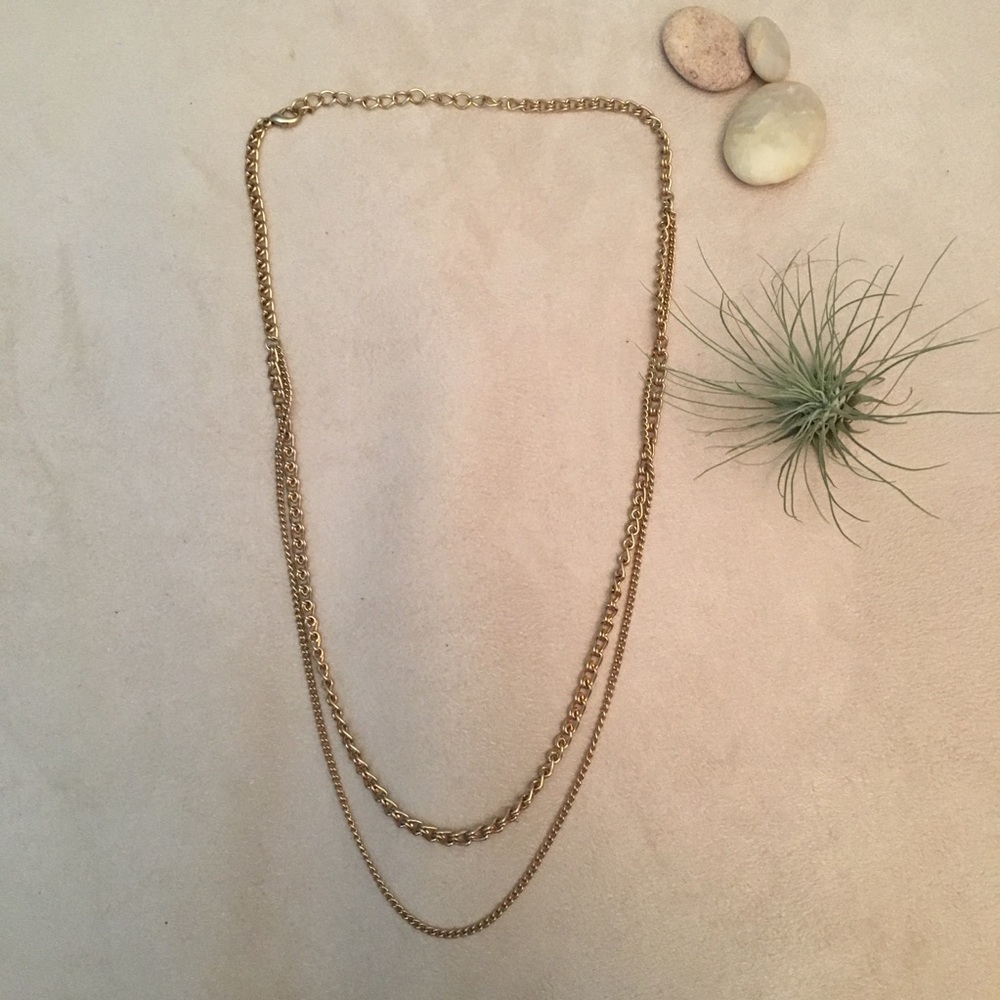 Thick “Double” Gold Tone Chain Necklace
